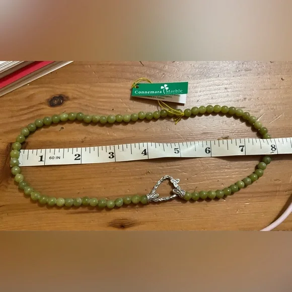 Connemara Marble:Genuine Connemara Marble beaded Celtic necklace sterling charm - Picture 8 of 9